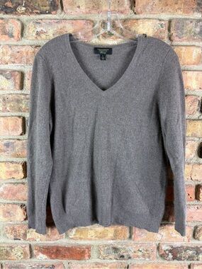 Charter Club Cashmere Sweater Womens L brown V-Neck Long Sleeve Luxury Knit